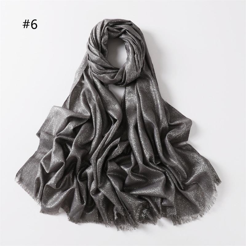 Spring and summer new solid color long scarf human cotton gold silk silver silk scarf women's monochrome long headscarf shawl