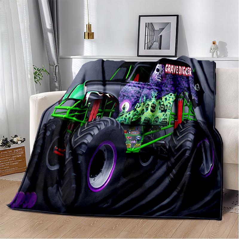 3D Monster Jam Monster Truck Cartoon Blanket,Soft Throw Blanket for Home Bedroom Bed Sofa Picnic Travel Office Cover Blanket Kid