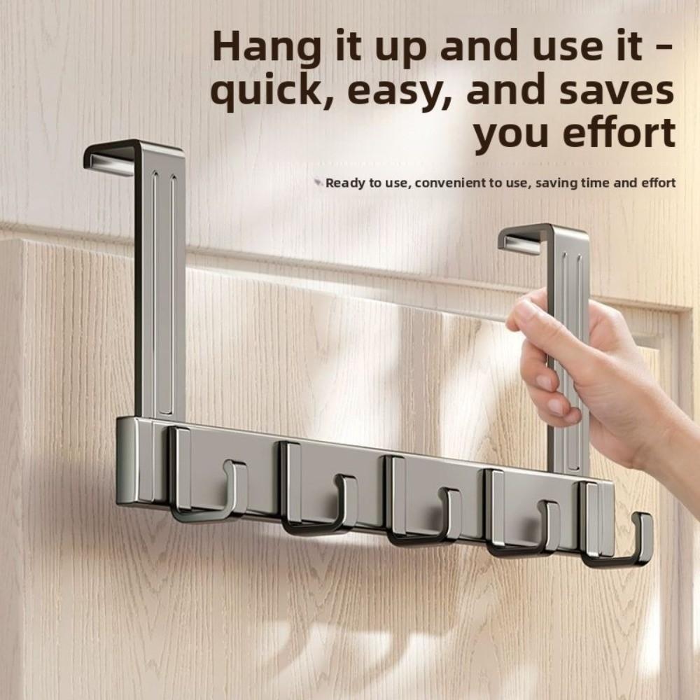 Crochet de porte gain de place Anti-rouille Robuste Porte-manteau de porte Crochets pour porte d'armoire sans perçage Accessoires de cuisine et de salle de bain