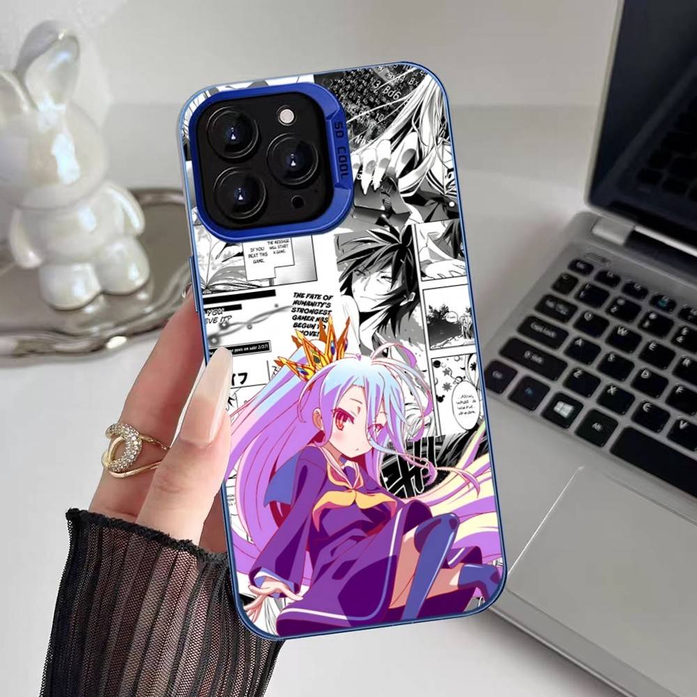 Anime Girl Shiro Phone Case For IPhone 17 16 15 14 13 12 11 Plus Pro Max Multicolor Aurora Laser Shockproof Funda Cover