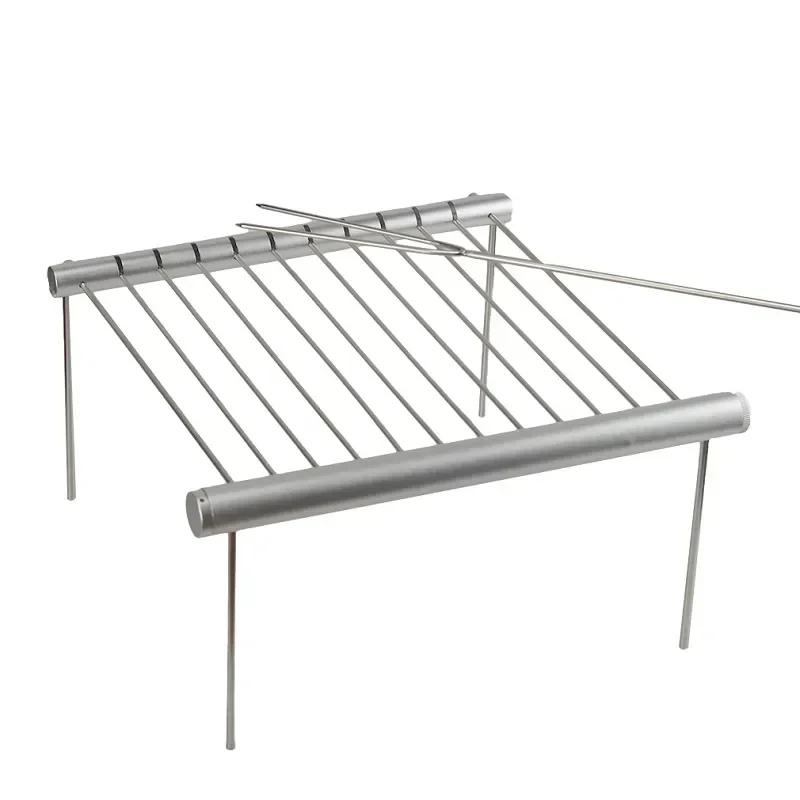 HEISS Tragbarer Edelstahl-Klappgrill, Mini-Taschengrill, Grillzubehör für den Heim- und Parkgebrauch