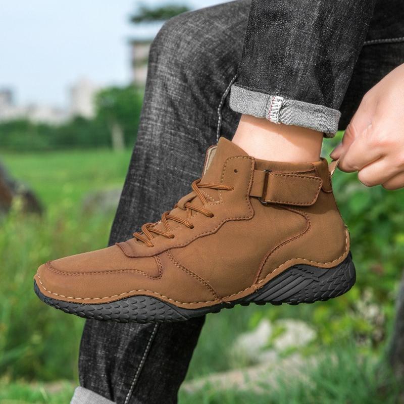Fashion Casual Shoes Autumn Ankle Boots for Men Men's Elastic Laces Sneakers Flat Footwear Fashion Cozy Soft Wear-resistant Anti-slip