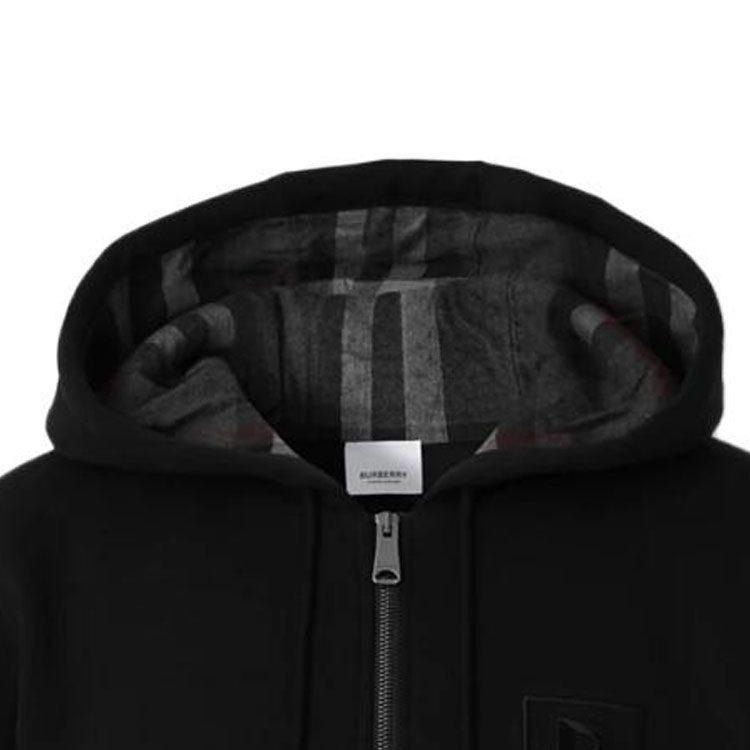 Burberry Letter Graphic Cotton Blend Zip Hoodie Black 80618541