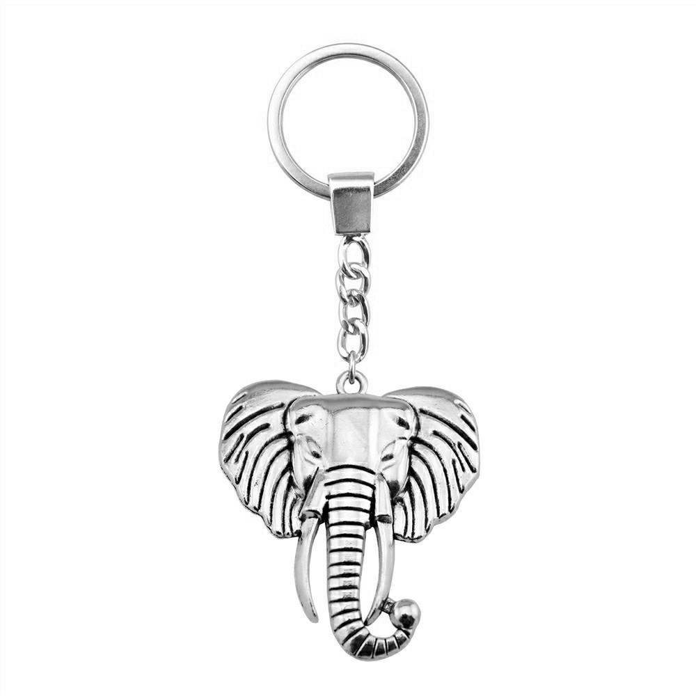 Pendentifs Porte-clés Éléphant Amoureux des Animaux Bijoux en Métal Artisanat Anneau 30mm