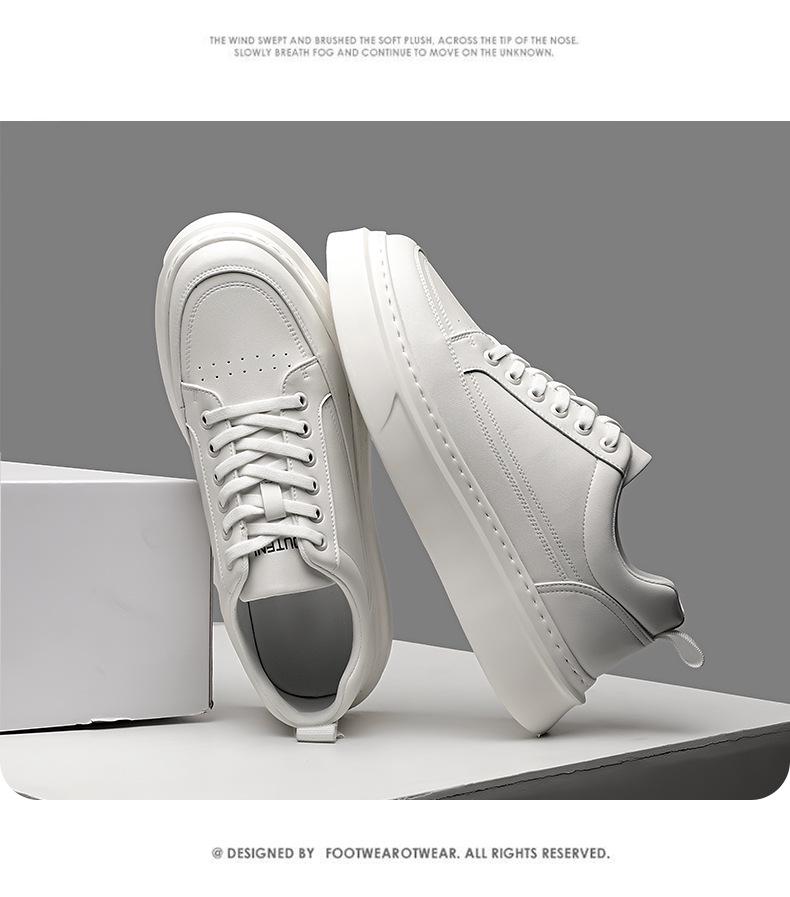 Men's Trendy 2025 Autumn Skate Shoes: Lightweight, Thick Sole, Casual White Sneakers