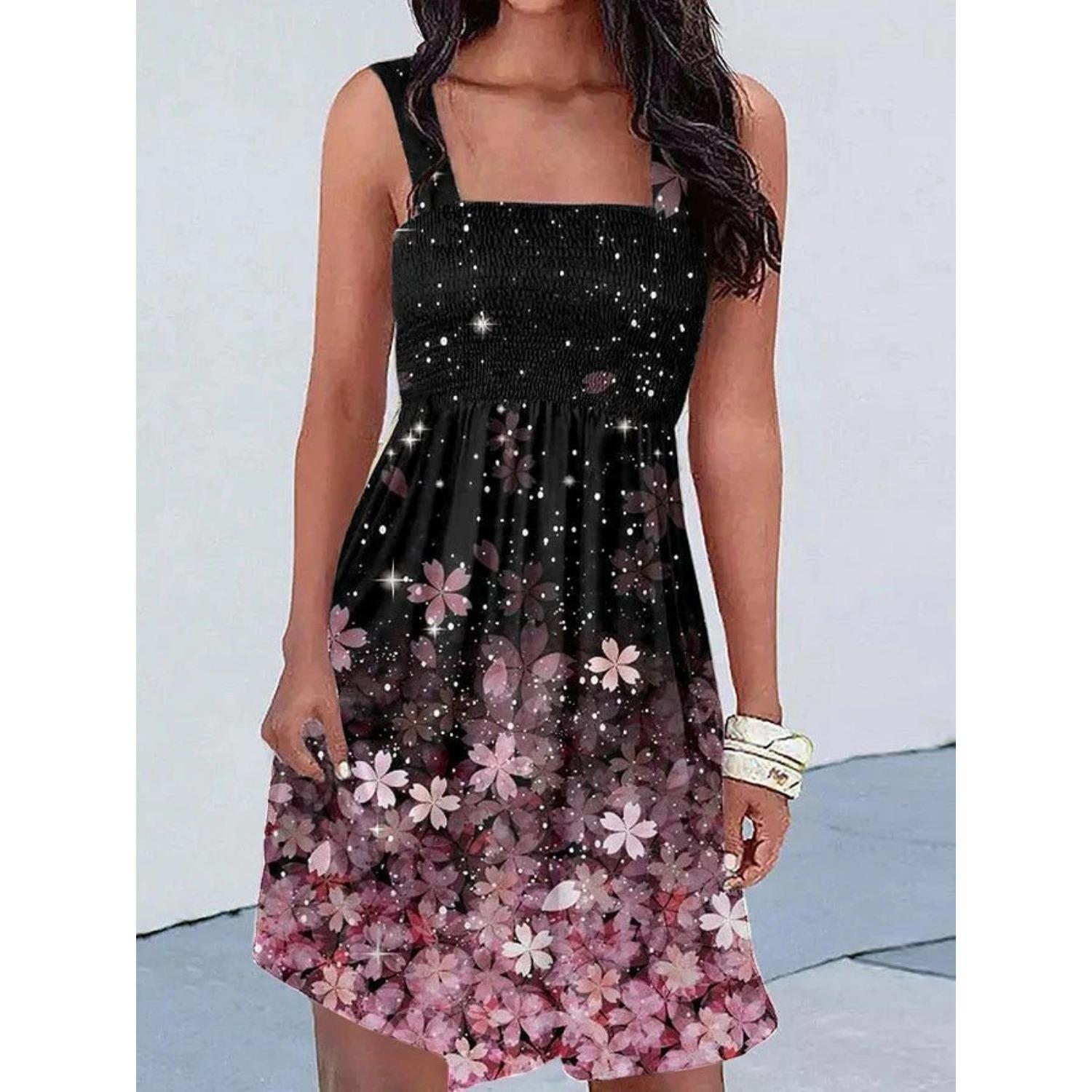 

2025 Новое женское платье с заниженной талией, элегантное платье с принтом, весна-лето, свободное и удобное 5XL красный