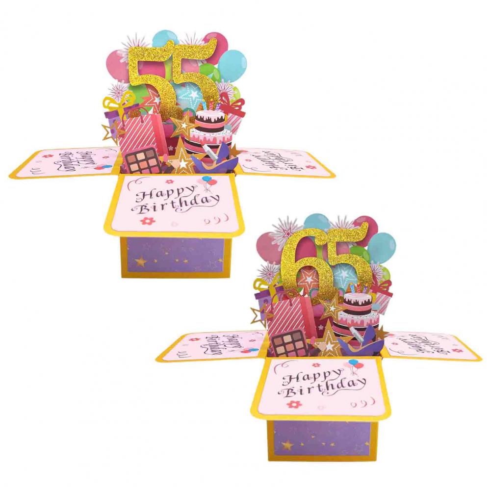 Alles Gute zum Geburtstag Grußkarte mit Umschlag 3D Geschenkbox 65./55. 12/15 Jahre alt Geburtstagswünsche Nachricht Karte Partygeschenk