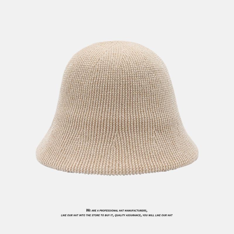 Bucket hat knitted bucket autumn and winter thermal hat children simple face small leisure basin hat