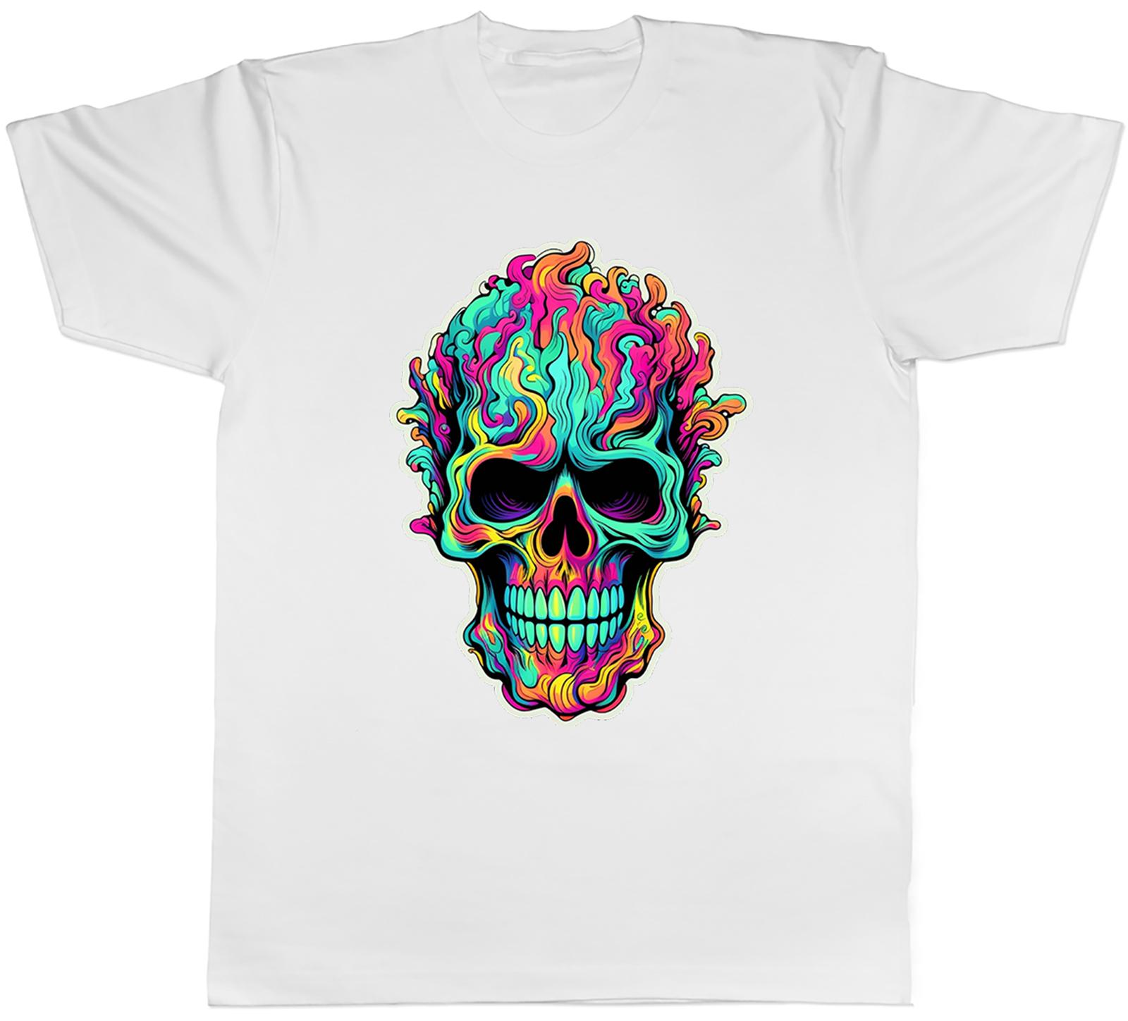 Psychedelic Skull Unisexs TShirt Gothic Skeleton Face Head Tee Gift S