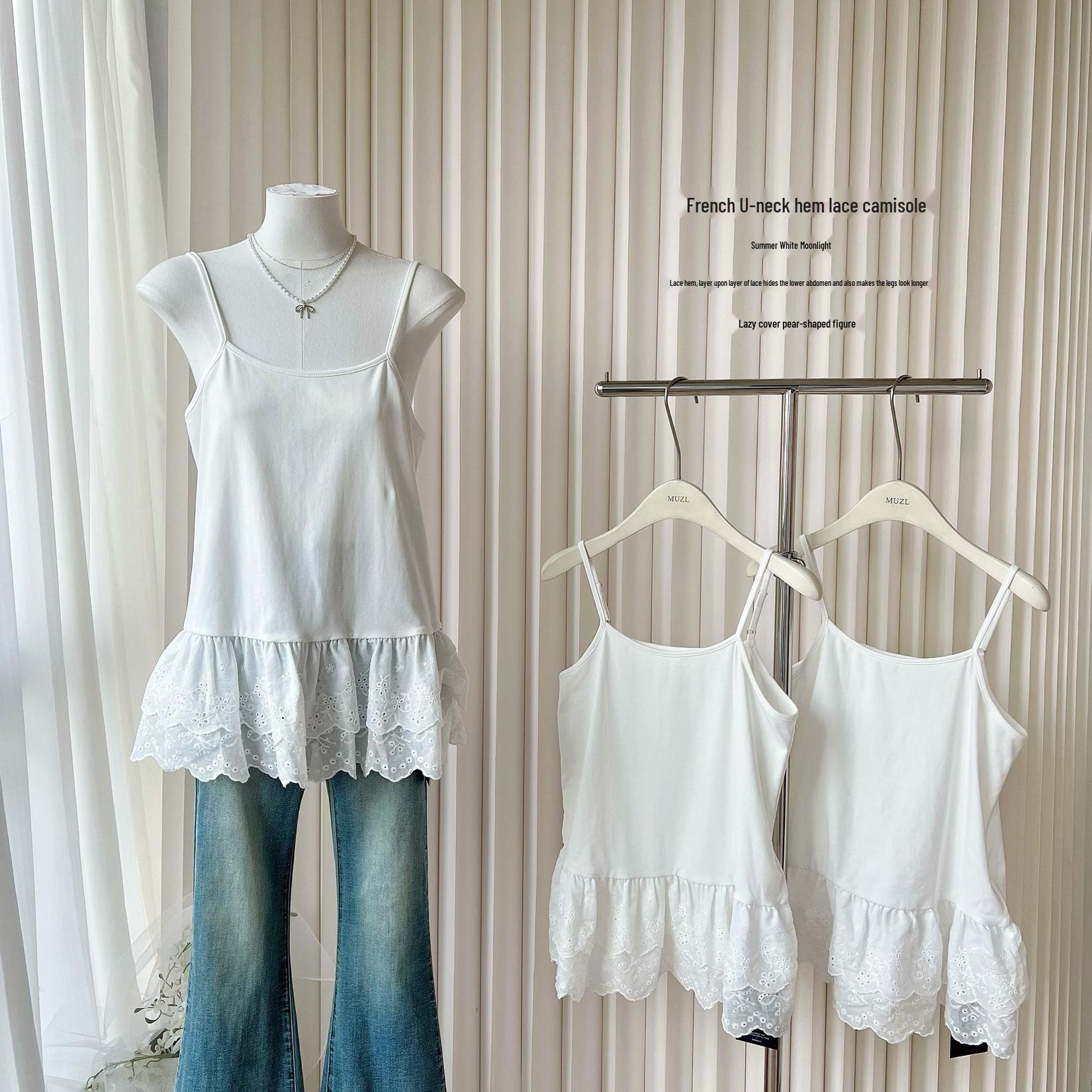 

Women s Lace-Trim Layered Tank Top - Summer Outerwear and Base Layer Spicy Girl Top L (Premium)