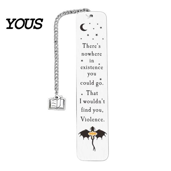 Elegant Metal Bookmark Pterosaur Bookmark, Stainless Steel Fourth Wing Design Page Marker with Black Tassel, Unique Literary Gift for Book Lovers And