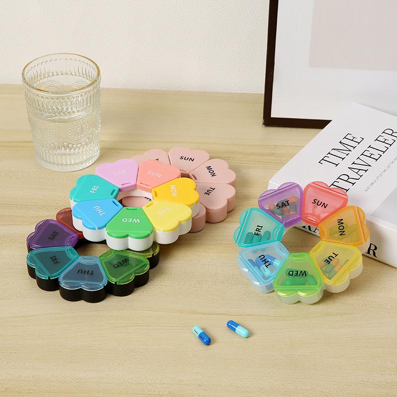 7 Day Round Eco-friendly Pill Box Portable Travel Vitamin Medicine Container Organizer for Gift Giving