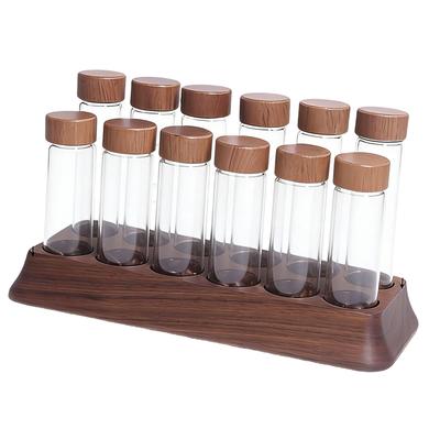 Single Dose Coffee Bean Storage Tube Walnut Glass Airtight Organizer for Coffee Pot and Cups