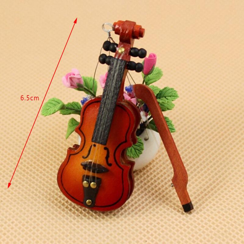 Кукольный домик Скрипка Мини Деревянные Инструменты Миниатюрная Скрипка Деревянный Инструмент