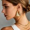 Metal hollow geometric square texture ear buckle personality temperament earrings