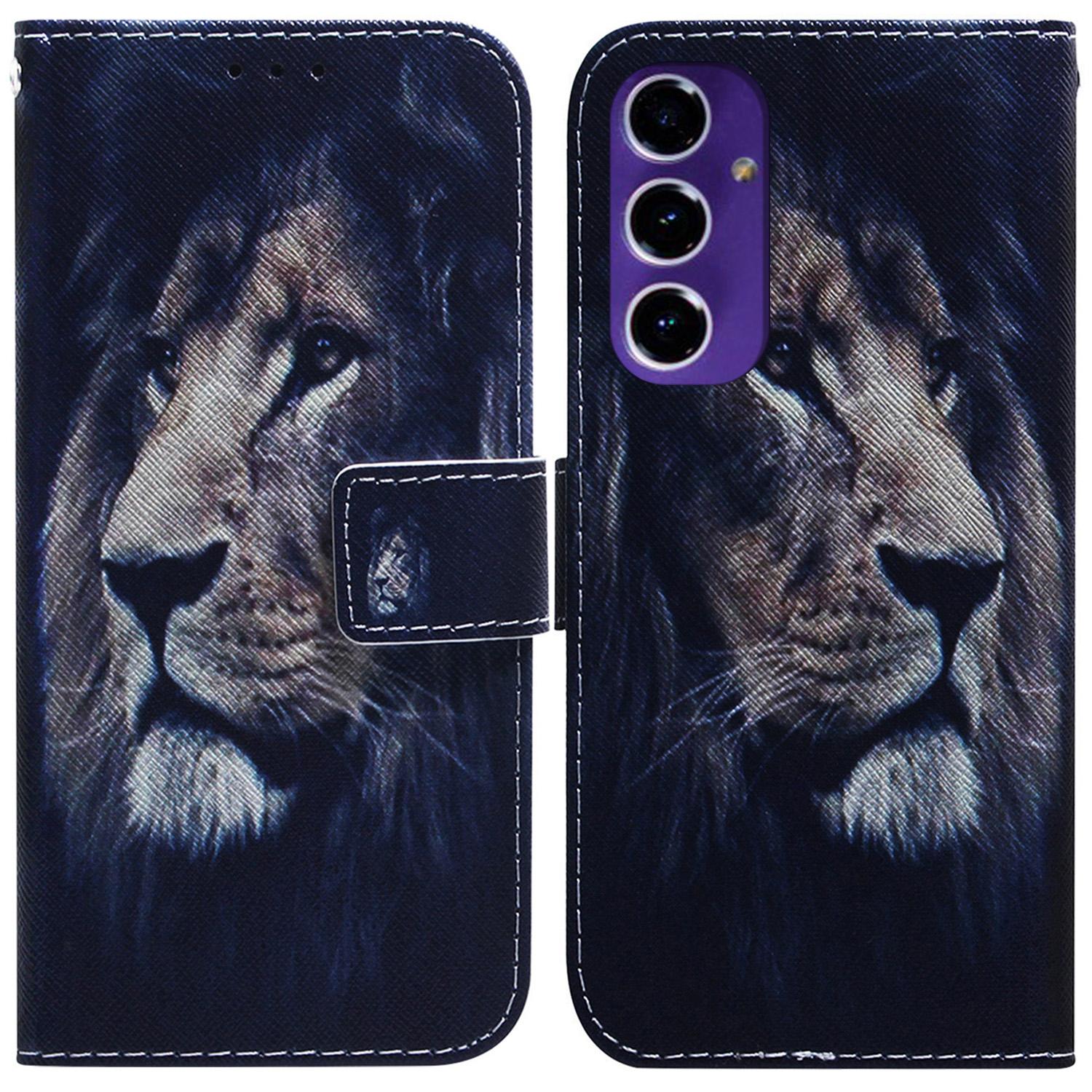 

For Samsung Galaxy A16 5G/A16 4G Wallet Case Pattern Print Leather Phone Cover Lion