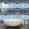 10 Stück Blau und Gold Fliesenaufkleber Küche Backsplash Ölbeständig Badezimmer Wasserdicht Home Decor Wandtattoos Peel Stick Art Mural