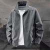 Herren Jacke Stehkragen Langarm Reißverschlussleiste Frühling Herbst Mantel mit Taschen Einfarbig Lockere Passform Vielseitige Oberbekleidung