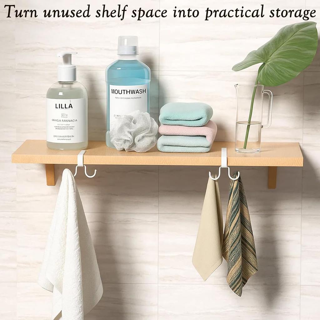 2 Pack Under Cabinet Hook Rack, 12-Hook Double Row Metal Hanging Organizer for Kitchen Utensils, Mugs, Closet Accessories, No Drill Shelf Hanger –