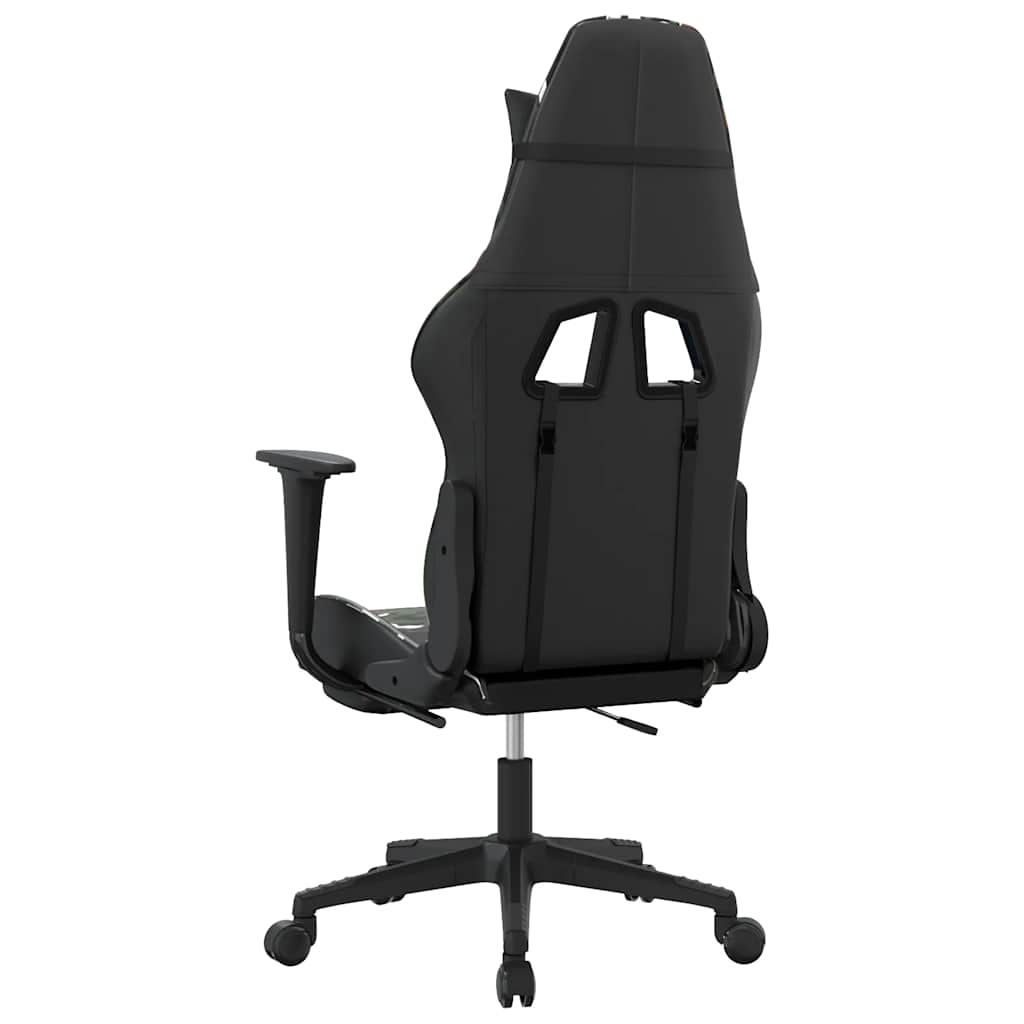 Gaming Chair with Massage Function and Footrest Black and Camouflage Artificial Leather