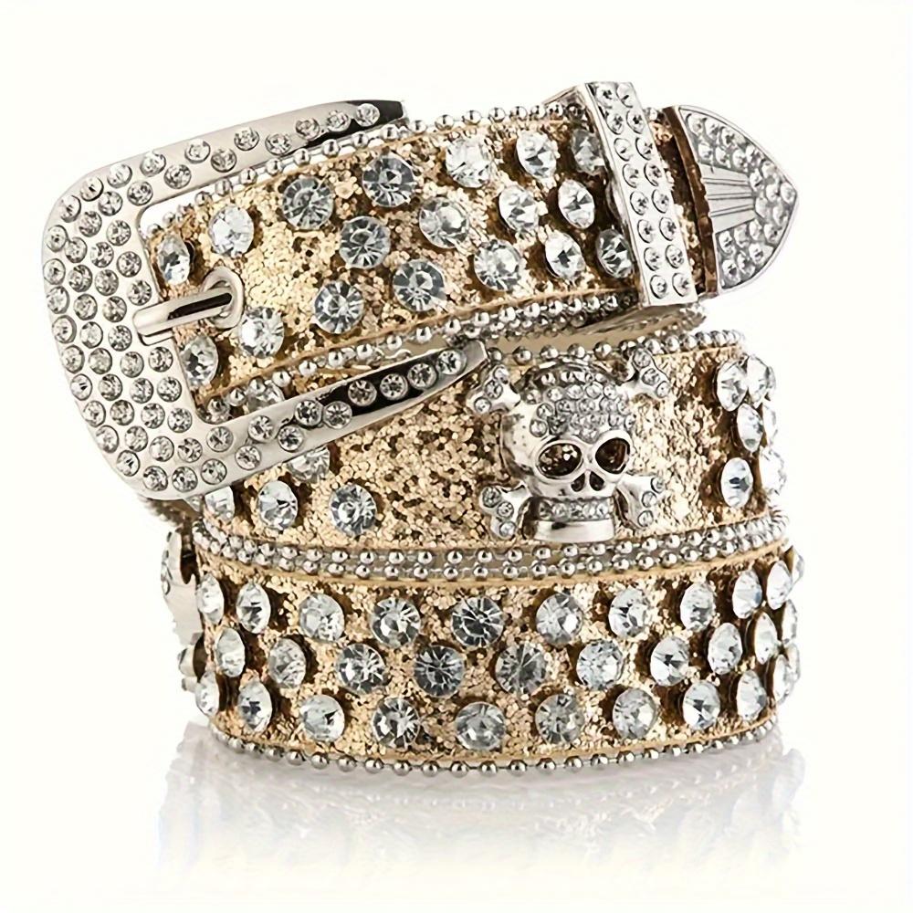 Fashion Diamond Western Cowboy Style Y2K Women's Belt PU Leather BB Belt Denim Dress Accessories