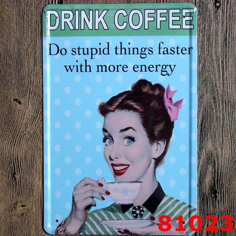 1pc Retro Metal Poster Coffee Sign Decor Plaque Vintage Tin Sign House Art License Poster Cafe Bar Metal Plates Wall Home Decor