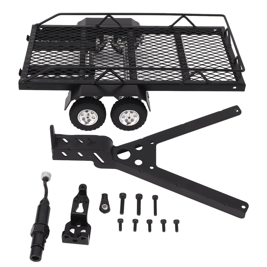 Dual Axles 1 24 Scale RC Trailer for Hauling Behind Cars for SCX24 for FCX24 RC Crawler Upgrade Parts