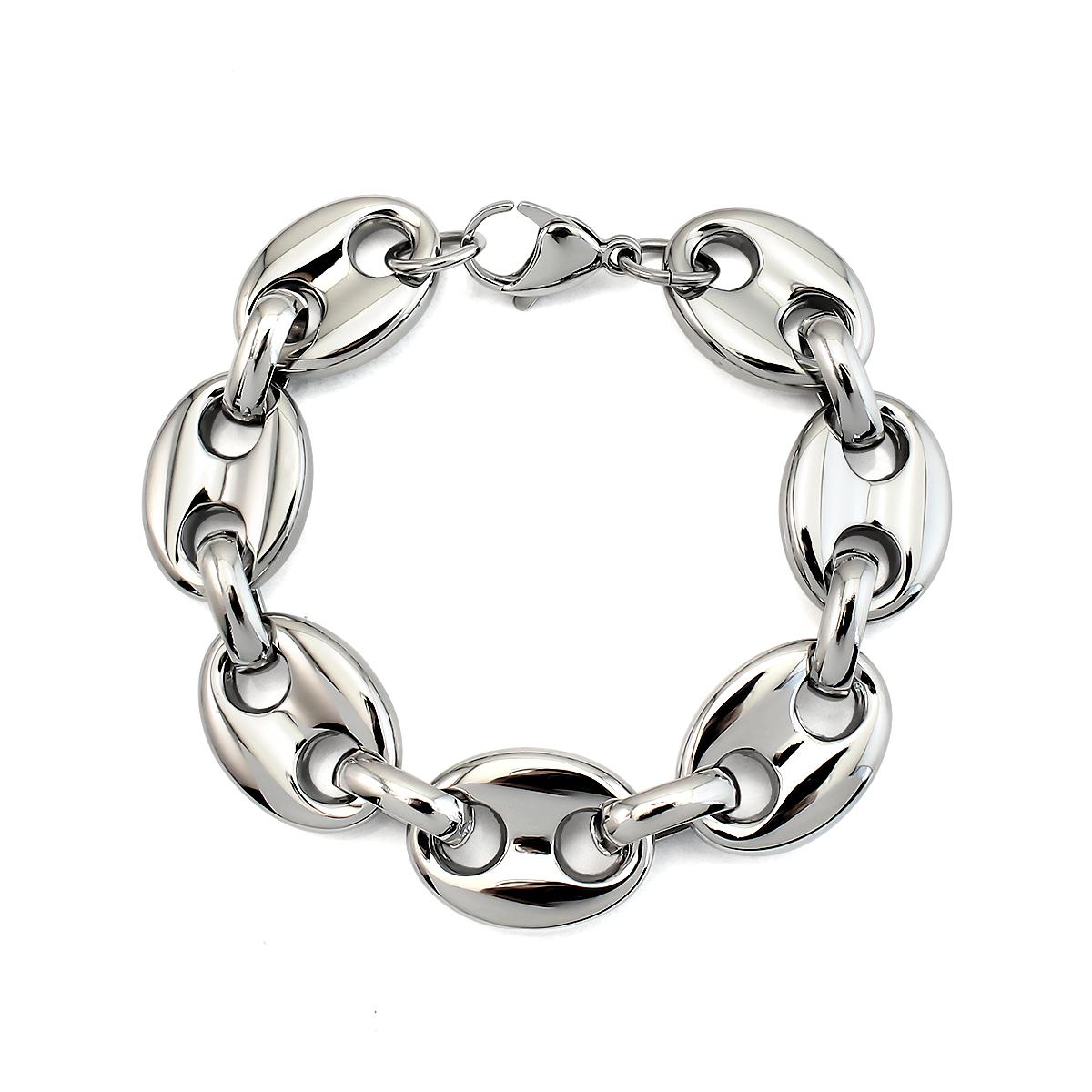 

Best Selling Adjustable PVD Silver Metal Color Plated Hollow Pig Nose Link Chain Bracelet Women Fashion Jewelry