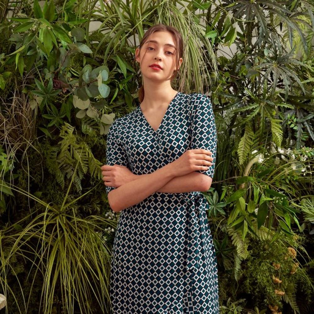 Lipbbam Creora Vivienne 3 4 Sleeve Frill Wrap Dress Ldm42sg01