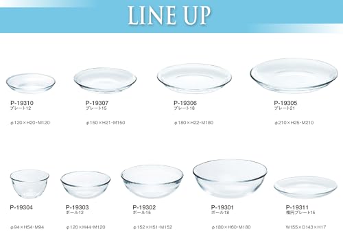 Toyo Sasaki Glass Alpha Bowl 12 Plates, Set of 6, Made in Japan, Dishwasher Safe, Glass Plates, Round Plates, Dishware, Dishes, Tableware, P-19303