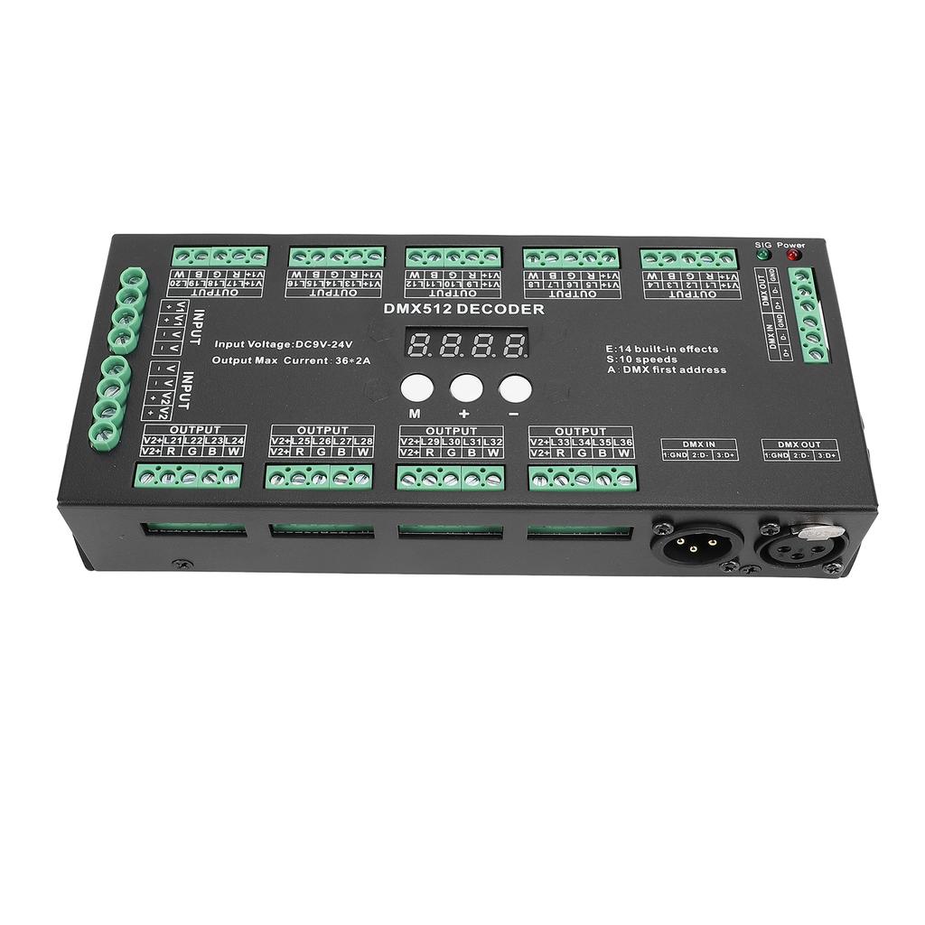 Decodificador Digital Múltiplo X 512 36CH 2A LED RGBW Controlador Decodificador Digital Múltiplo X com Visor Digital para Fita