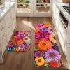 Colorful Floral Kitchen Carpet Dining Table Restaurant Flannel Floor Mat Farmhouse Spring Decoration Entrance Anti Slip Rug