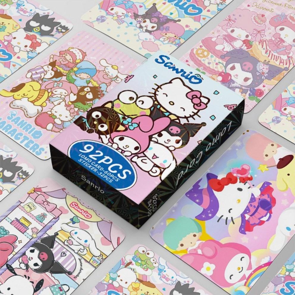 Sanrio Photocard Goods LOMO Illustration Photocard 60pcs + Mini Sticker 32pcs, Party, 1ea