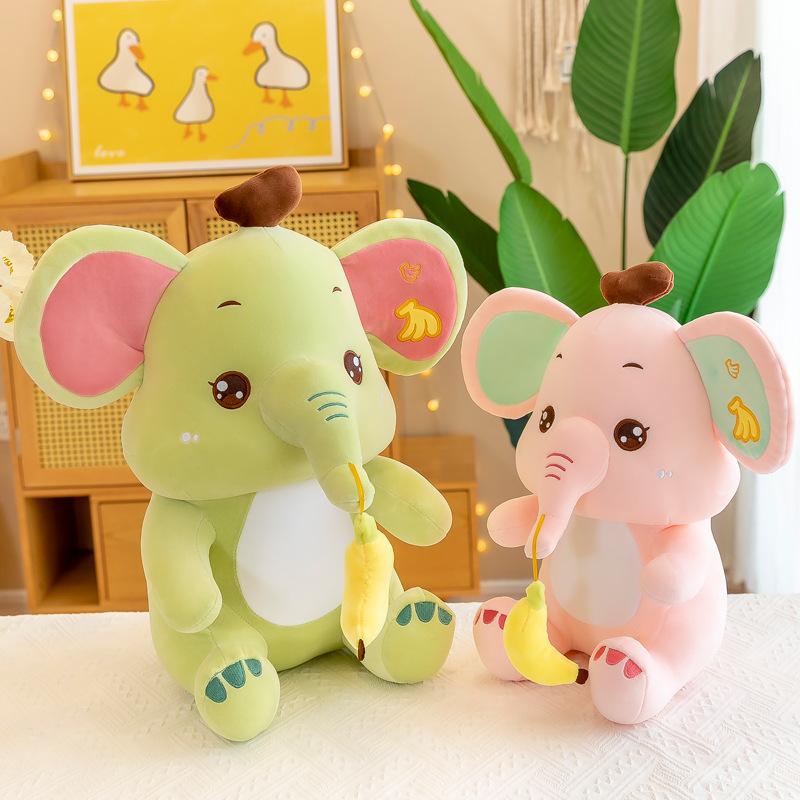 Neue Elefantenpuppe Plüschtier Bananen-Elefant niedliches Wurfkissen für Mädchen Wurfkissen Greifarmautomat