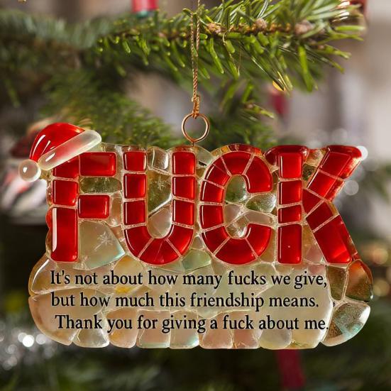 Yousheng Funny Friendship Christmas Ornament Letter Charm Humorous Friend Pendant with Hanging Cord Holiday Decor