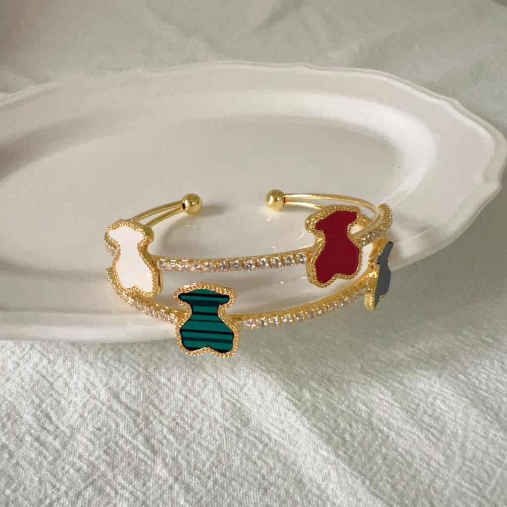 Four Leaf Cloverbracelet Love Bracelet Butterfly Bracelet Bear Bracelet Double Zirconia Bracelet Opening Adjustable Women's Bracelet