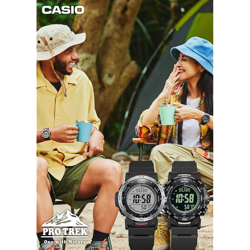 Casio Pro Trek Watch [Official Japanese Product] Climber Line Radio-Controlled Solar Watch with Biomass Plastic Movement PRW-35Y-1BJF Men's All Black