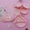 Silicone Baby Tableware Set: Non-slip Bowl, Bib, Plate, Fork & Spoon - Food Grade Material