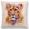 Federa per Cuscino Animali Acquerello Testa Ritratto Muflone Leone Leopardo Tigre Orso Aquila Cavallo Cani Cuscino Decorativo per Divano Casa