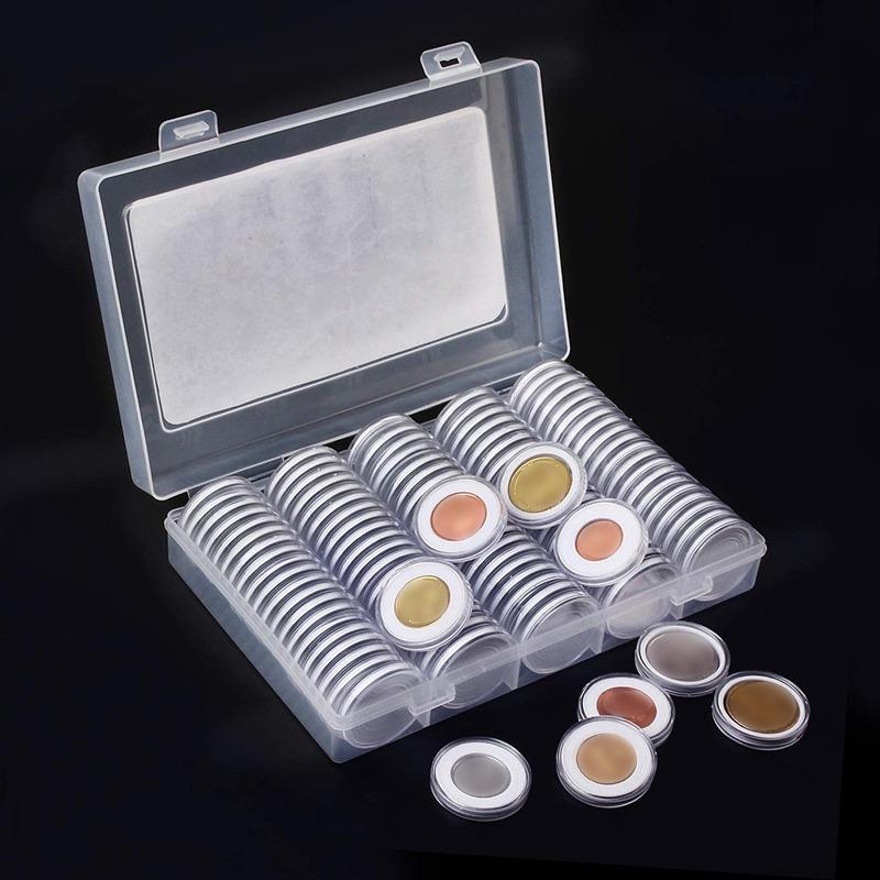 Coin Capsules Round Plastic Coin Collection Box Coin Storage Box Coin Protection Box Christmas Halloween Thanksgiving Gift