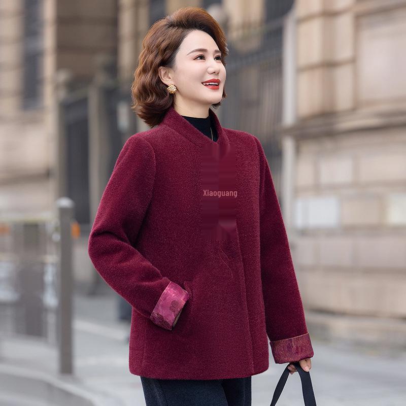 2025 New Style Plus Velvet Thickened Autumn/Winter Outerwear for Middle-aged and Elderly Women