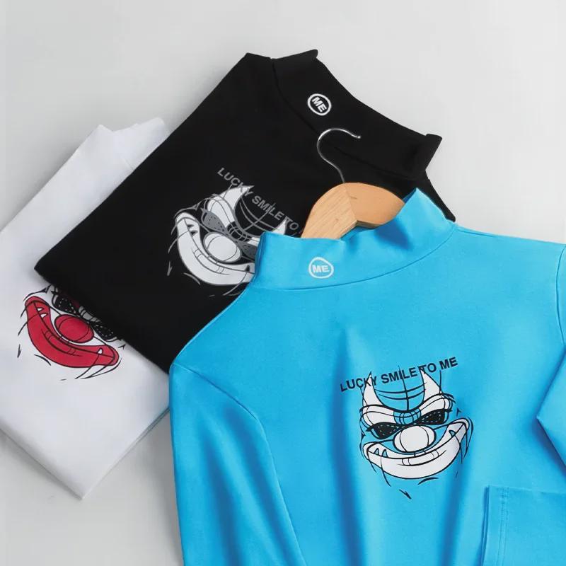 Men's Cotton High-Collar Long Sleeve Top - Comfortable, Breathable Autumn Wear.