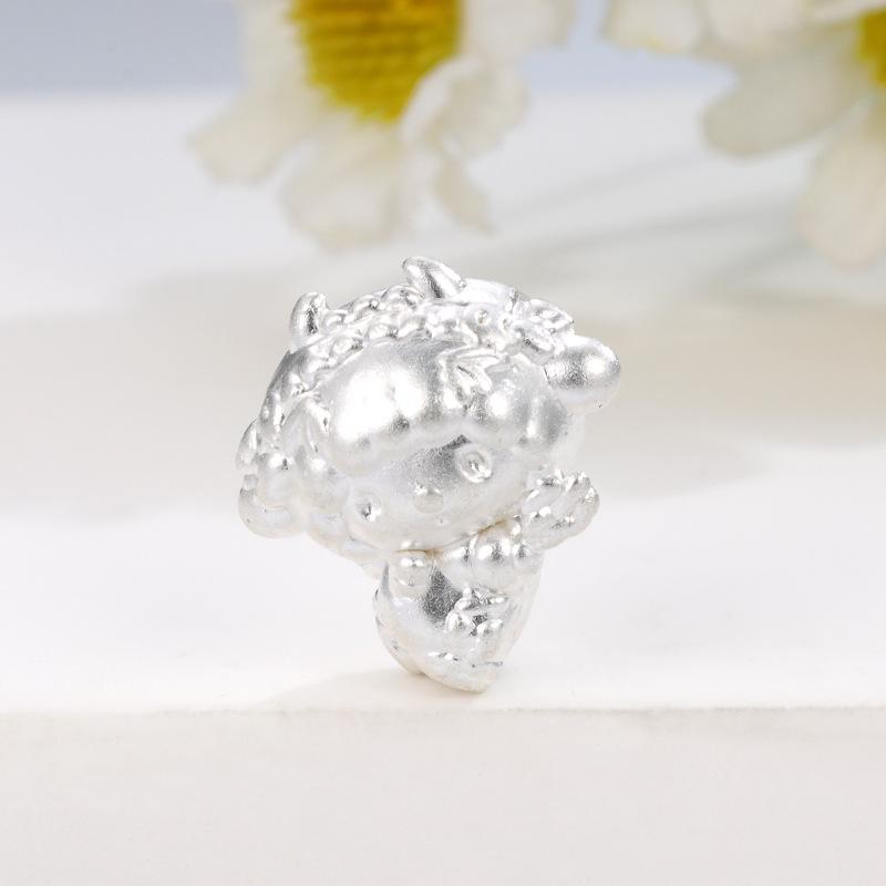 Sterling Silver 999 DIY Little Devil Sheep Beaded Rope Luck Charm Ornaments