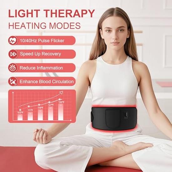 Red Light Therapy for Body 5 Light Levels Infrared Heat Therapy Belt Wrap for Back Waist Muscle Pain Relief 660nm 850nm Led Beads Device with Timer