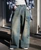 WEGO Vintage Wash Baggy Cargo Korean Dance Size Denim Pants, Wide-Leg Pants, Trousers, Bottoms, Streetwear, Casual, Style, Wear, Spring, Summer,