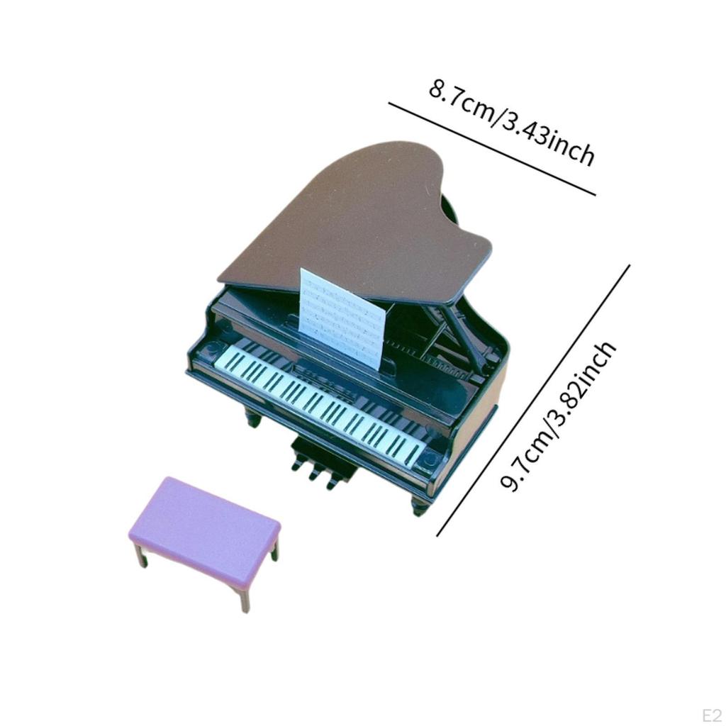 Dollhouse Piano with Stool Props Elegant Miniature Musical Instrument for 1:12 Scale BJD Doll
