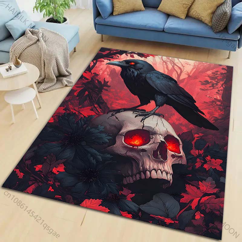 

New product Raven skull dark forest Carpet for Living Room Bedroom Bedside Floor Mat Cloakroom Children Playing Mat Area Rug 40cm x 60cm