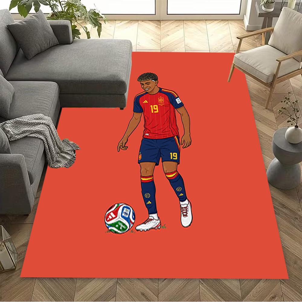 Lamine Yamal's Spain Soccer Player Floor Rug Office Rug Design for Game Room Study room Dormitory Kitchen Antislip Carpet Anime Office Decor