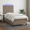 Exclusive House - Slatted Bed Base and Mattress and LED Taupe 80x200 Cm Fabric