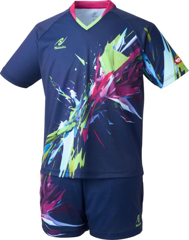 Nittaku Tischtennis Spiel Tischtennis Dehnbares Helles Aufblitzen Größe L Shirt, J.T.T.A (Japan Association) Zugelassen, Unisex, Feuchtigkeitsableitend,